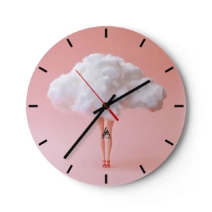 Wandklok - Klok - Benen in rode hoge hakken en een wolk in plaats van een hoofd - 30x30cm - Zoete belofte - Moderne wanddecoratie voor woonkamer, keuken en slaapkamer ARTTOR