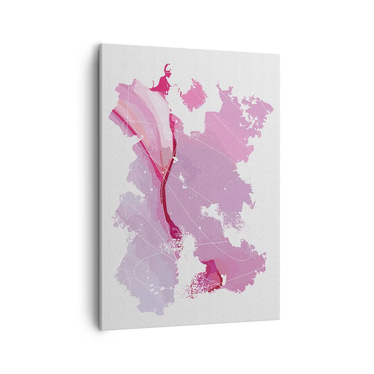 Schilderen op canvas - Kaart van de roze wereld - 50x70 cm