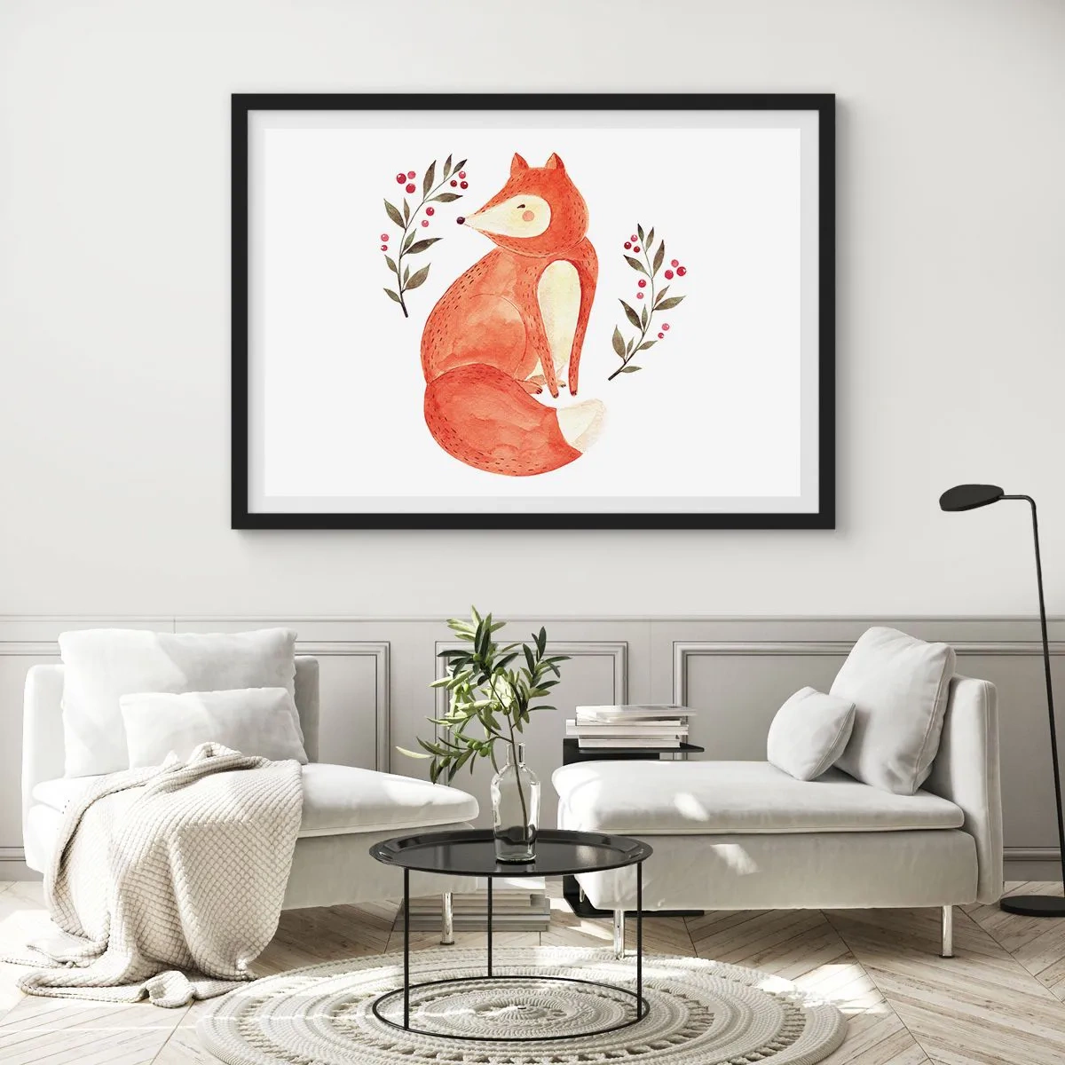 Poster in een zwarte lijst - Kleine roodharige - 70x50 cm