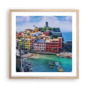 Een poster in een licht eiken lijst - Mediterrane magische stad - 50x50 cm