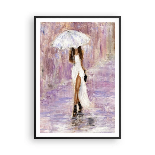 Poster in een zwarte lijst - In de lila regen - 70x100 cm