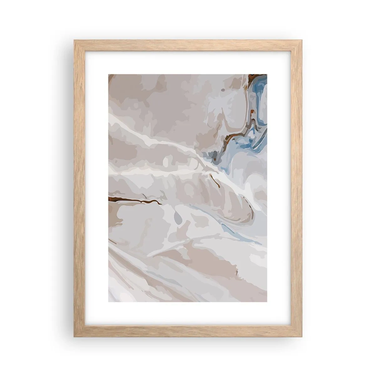 Een poster in een licht eiken lijst - Blauw kronkelt onder het wit - 30x40 cm