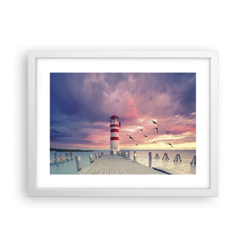 Poster in een witte lijst - Het is tijd naar de haven te gaan - 40x30 cm