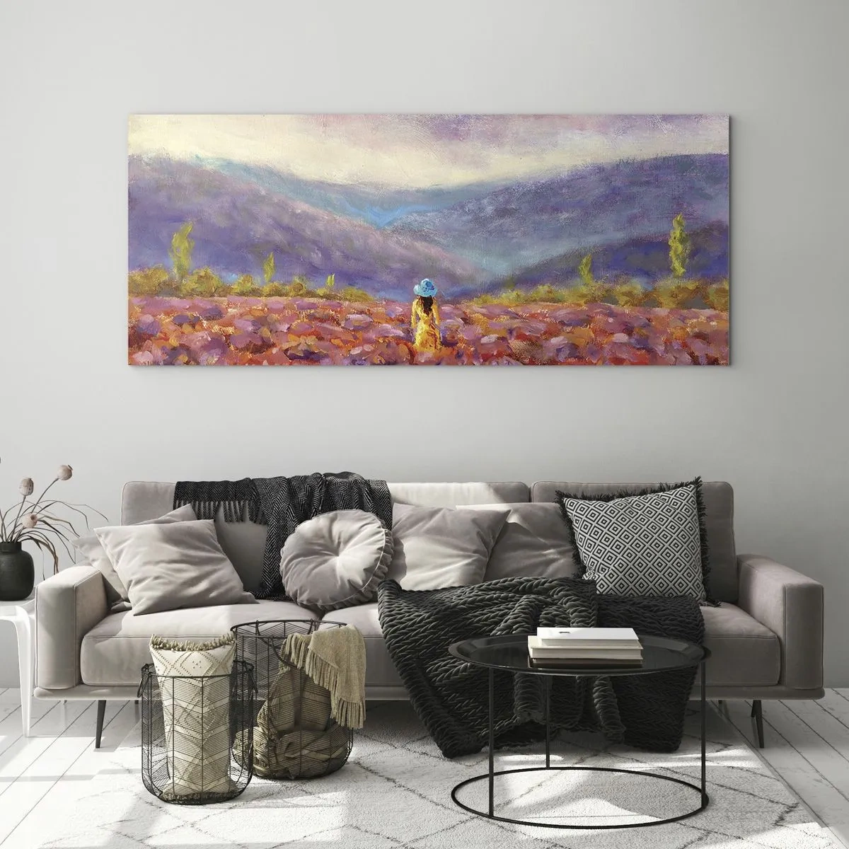 Schilderen op glas - In een lavendelwereld - 100x40 cm