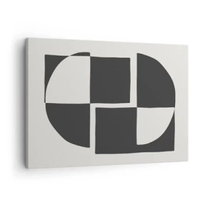 Schilderen op canvas - Abstracte geometrische vormen in zwart-wit - 70x50cm - Antithese - synthese - Moderne wanddecoratie voor woonkamer en slaapkamer ARTTOR