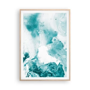 Een poster in een licht eiken lijst - Moerast van blauw - 70x100 cm