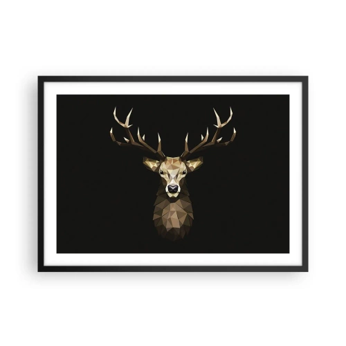 Poster in een zwarte lijst - Kubistische herten - 70x50 cm