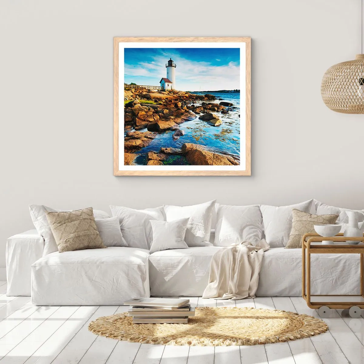 Een poster in een licht eiken lijst - Kom blij terug, ik wacht - 30x30 cm