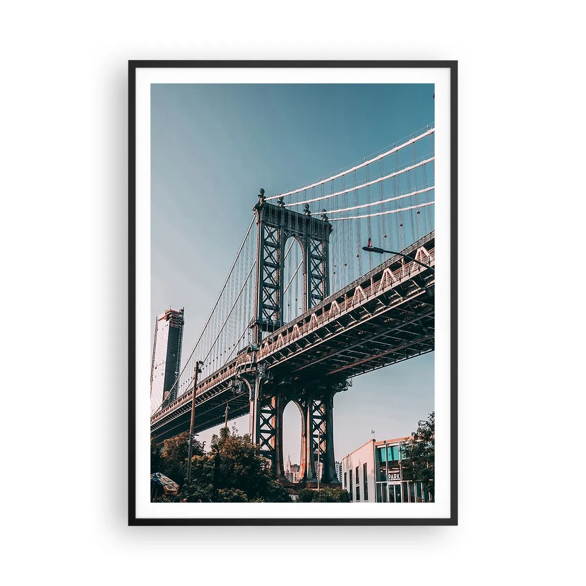 Poster in een zwarte lijst - Over de golven van de stad - 70x100 cm