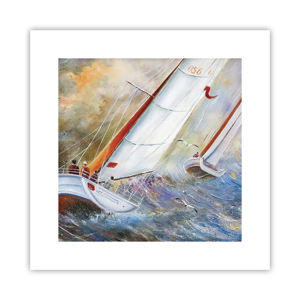Poster - Lopend op de golven  - 30x30 cm