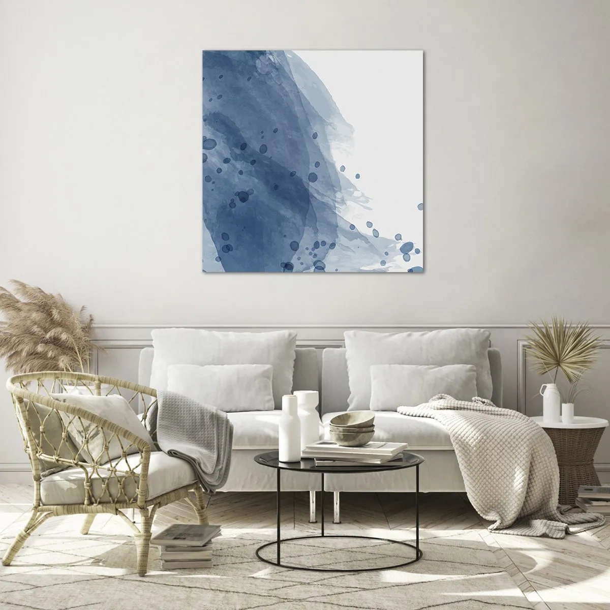 Schilderen op glas - Blauwe tule - 70x70 cm