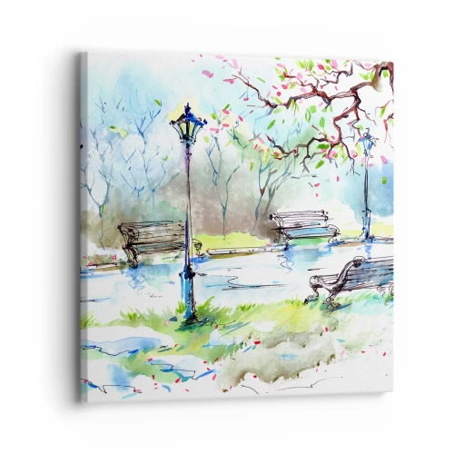 Schilderen op canvas - De charme van de stilte van het park - 30x30 cm