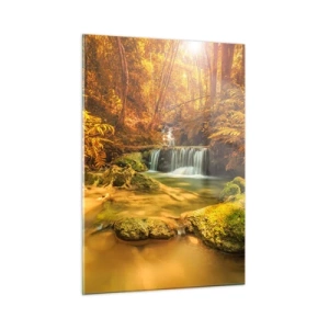 Schilderen op glas - Boscascade in goud - 50x70 cm