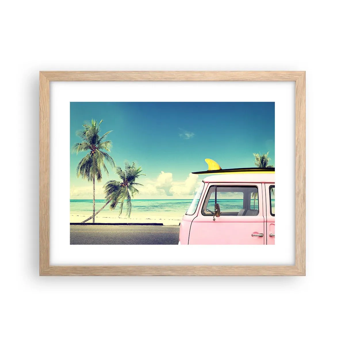 Een poster in een licht eiken lijst - Tijd om aan je vakantie te beginnen. - 40x30 cm