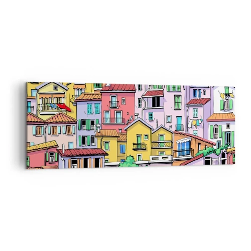 Schilderen op canvas - Vrolijke stad - 140x50 cm