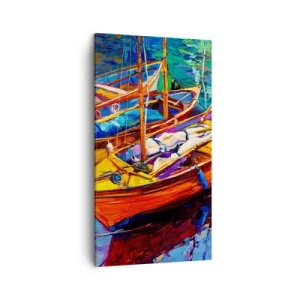 Schilderen op canvas - Op water vol met kleuren - 45x80 cm