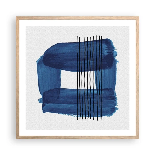 Een poster in een licht eiken lijst - Blauwe en zwarte compositie - 60x60 cm