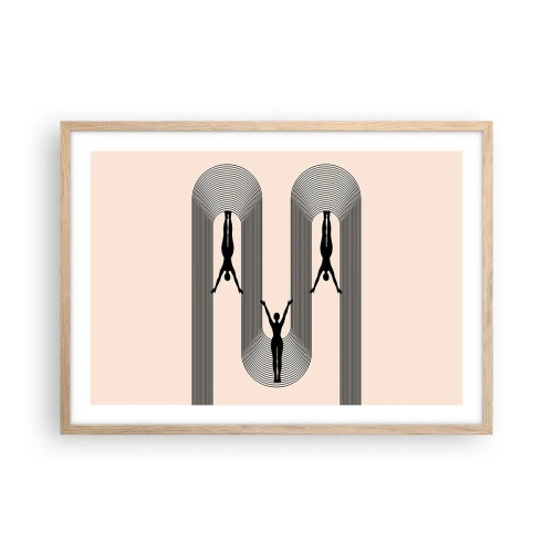 Een poster in een licht eiken lijst - Op zijn kop - 70x50 cm