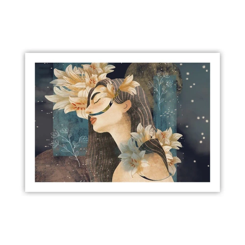 Poster - Een sprookje over een prinses met lelies - 70x50 cm