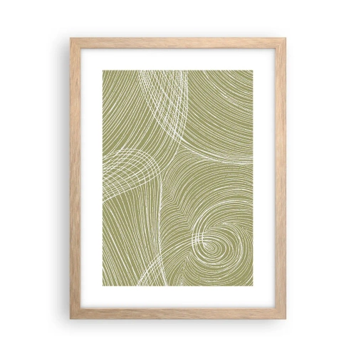 Een poster in een licht eiken lijst - Ingewikkelde abstractie in wit - 30x40 cm