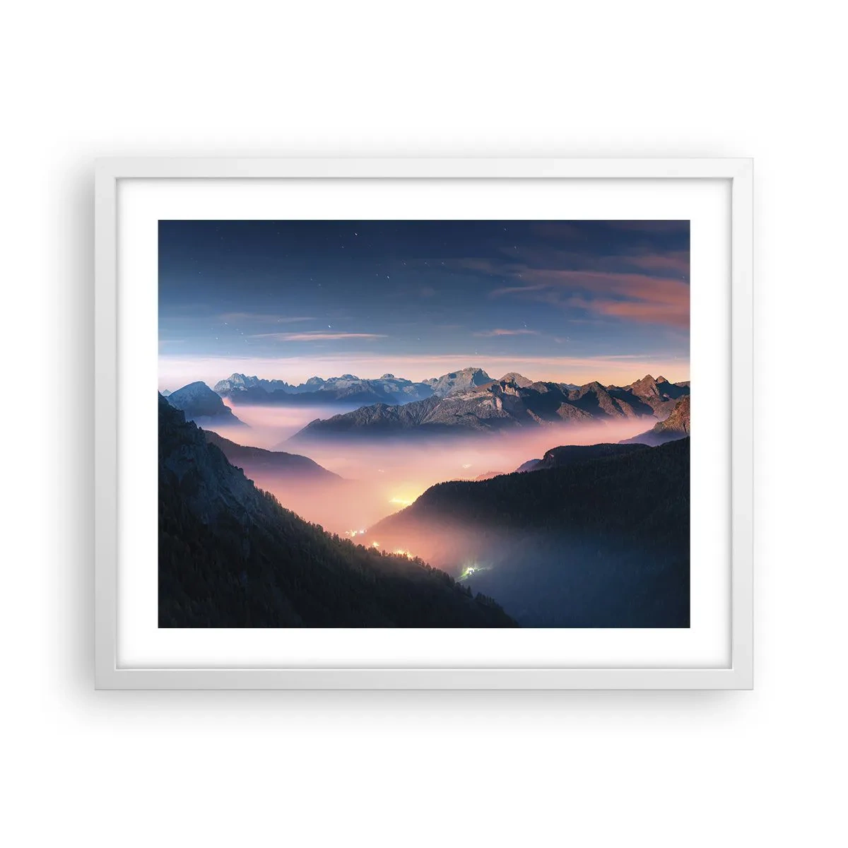 Poster in een witte lijst - Licht in de dalen - 50x40 cm