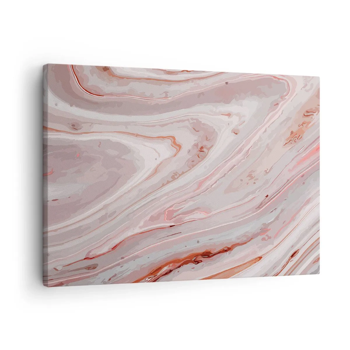Schilderen op canvas - Abstracte golven in delicate tinten roze en beige - 70x50cm - Roze vloeistof - Moderne wanddecoratie voor woonkamer en slaapkamer ARTTOR