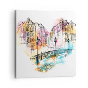 Schilderen op canvas - Het hart van de stad - 60x60 cm