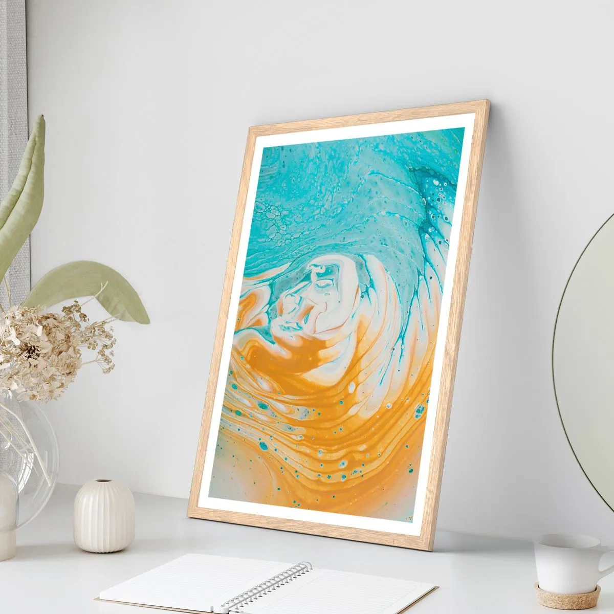 Een poster in een licht eiken lijst - Pastel werveling - 61x91 cm