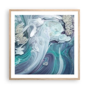 Een poster in een licht eiken lijst - Stromingen van hemelsblauw - 60x60 cm
