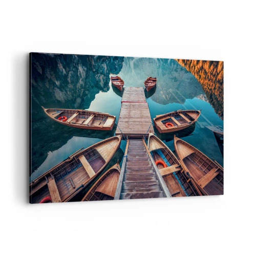 Schilderen op canvas - Ik wacht bij de jachthaven - 120x80 cm