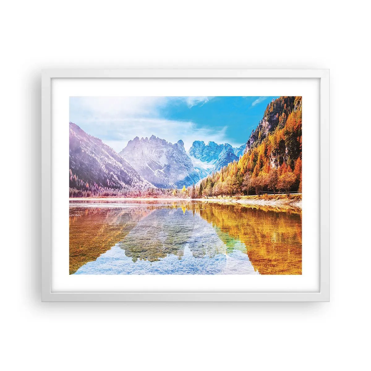 Poster in een witte lijst - En het is al herfst in de bergen - 50x40 cm