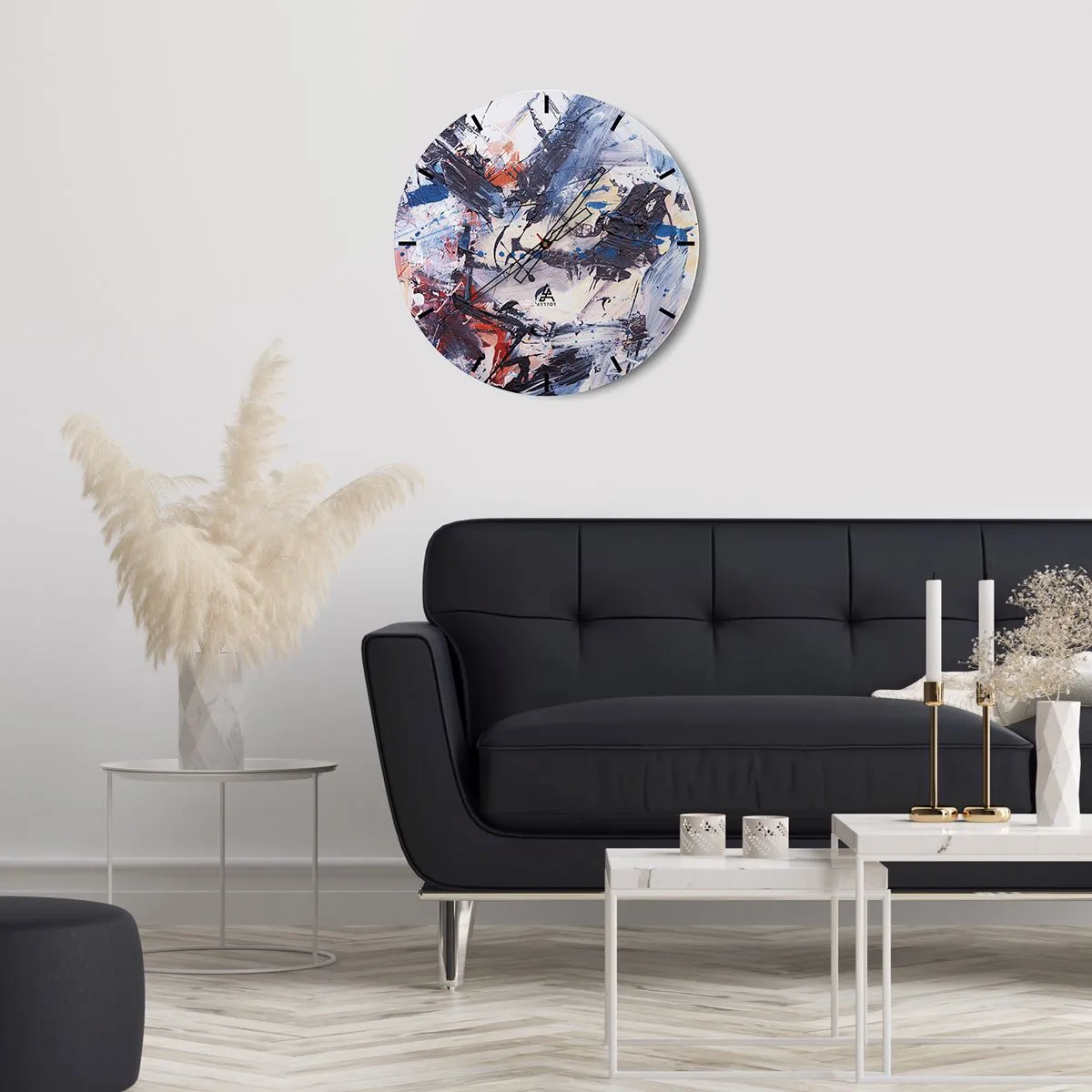 Wandklok - Klok - Abstracte penseelstreken in dynamische kleuren - 30x30cm - Gekke dans van abstractie - Moderne wanddecoratie voor woonkamer, keuken en slaapkamer ARTTOR