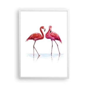 Poster in een witte lijst - Roze randez-vous - 50x70 cm