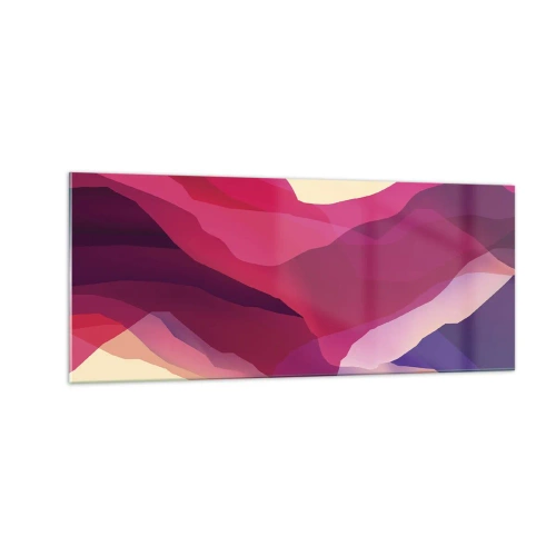 Schilderen op glas - Paarse golven - 100x40 cm