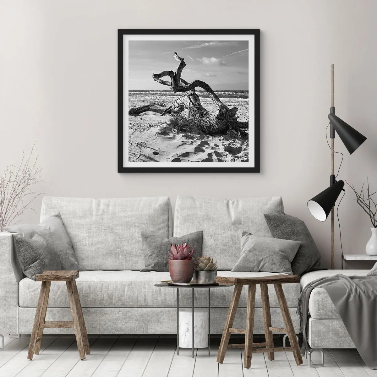 Poster in een zwarte lijst - Zee sculptuur - 30x30 cm