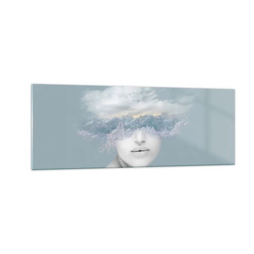 Schilderen op glas - Met hoofd in de wolken - 140x50 cm