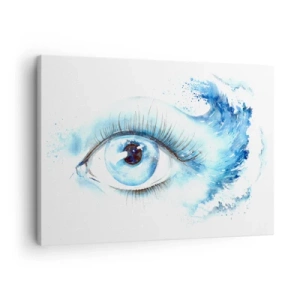 Schilderen op canvas - Artistieke aquarel van een oog met een dynamische golf - 70x50cm - Dompel jezelf onder in het blauw van de blik - Moderne wanddecoratie voor woonkamer en slaapkamer ARTTOR