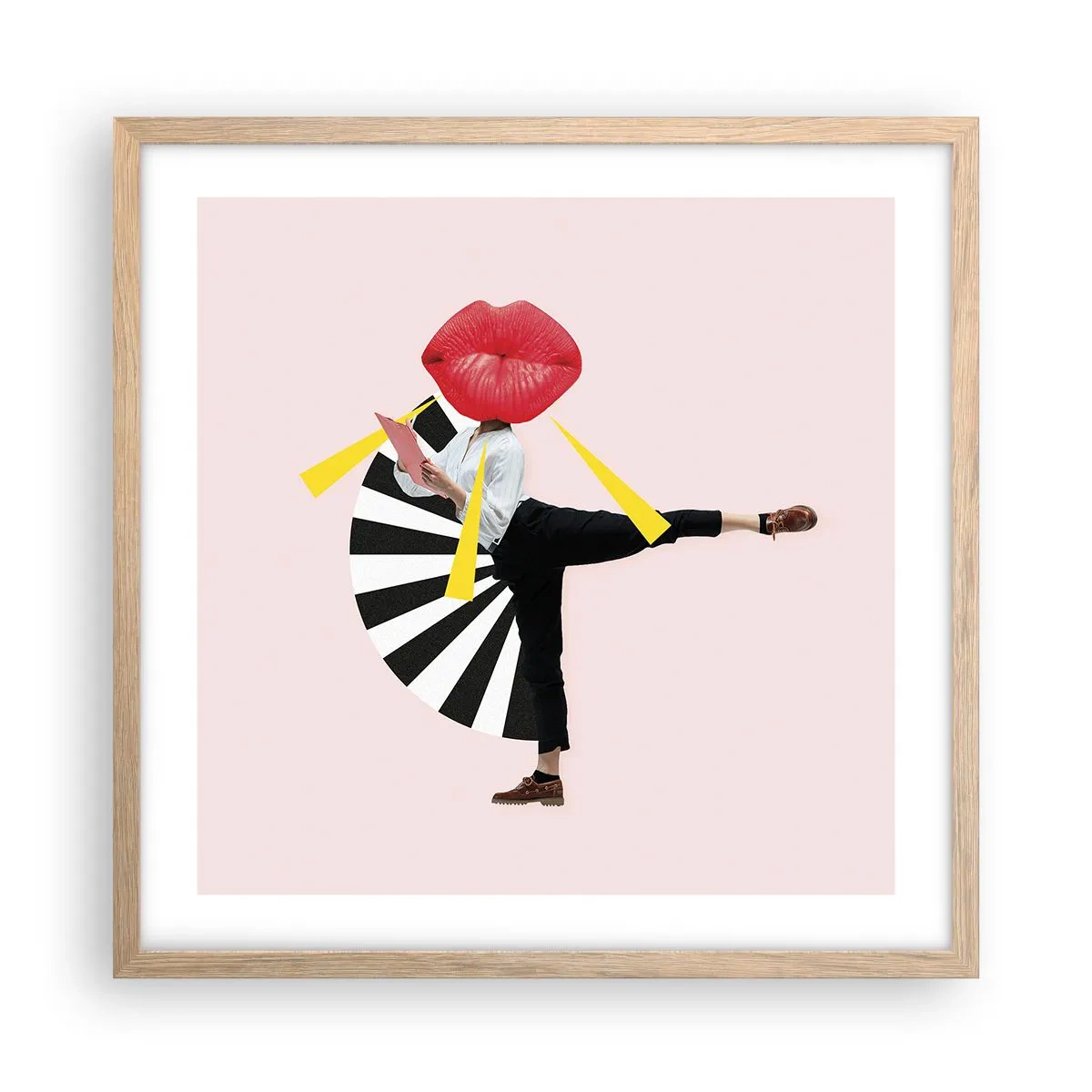 Een poster in een licht eiken lijst - Surrealistische pop-art - 50x50 cm