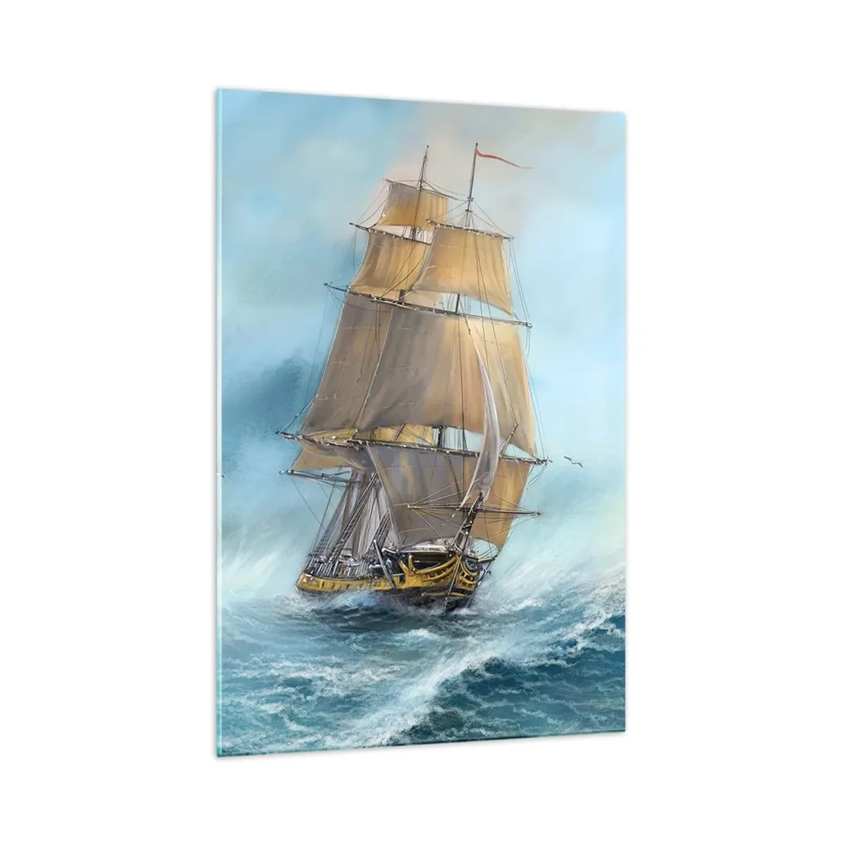 Schilderen op glas - Haasten over de golven - 70x100 cm