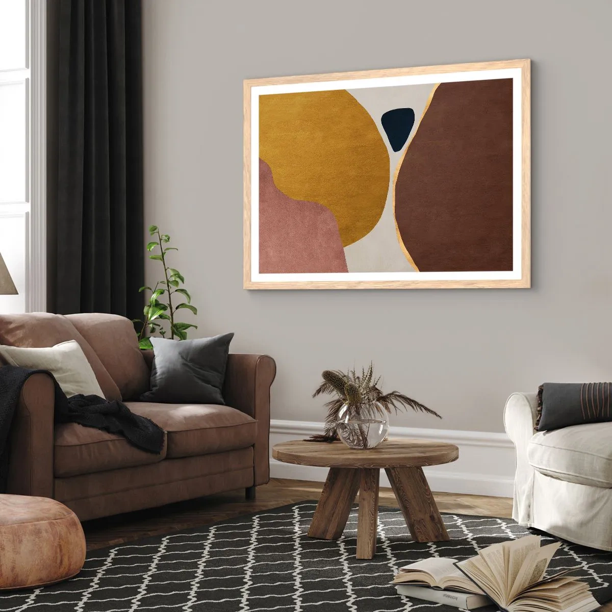 Een poster in een licht eiken lijst - Abstractie – een plek in de ruimte - 50x40 cm