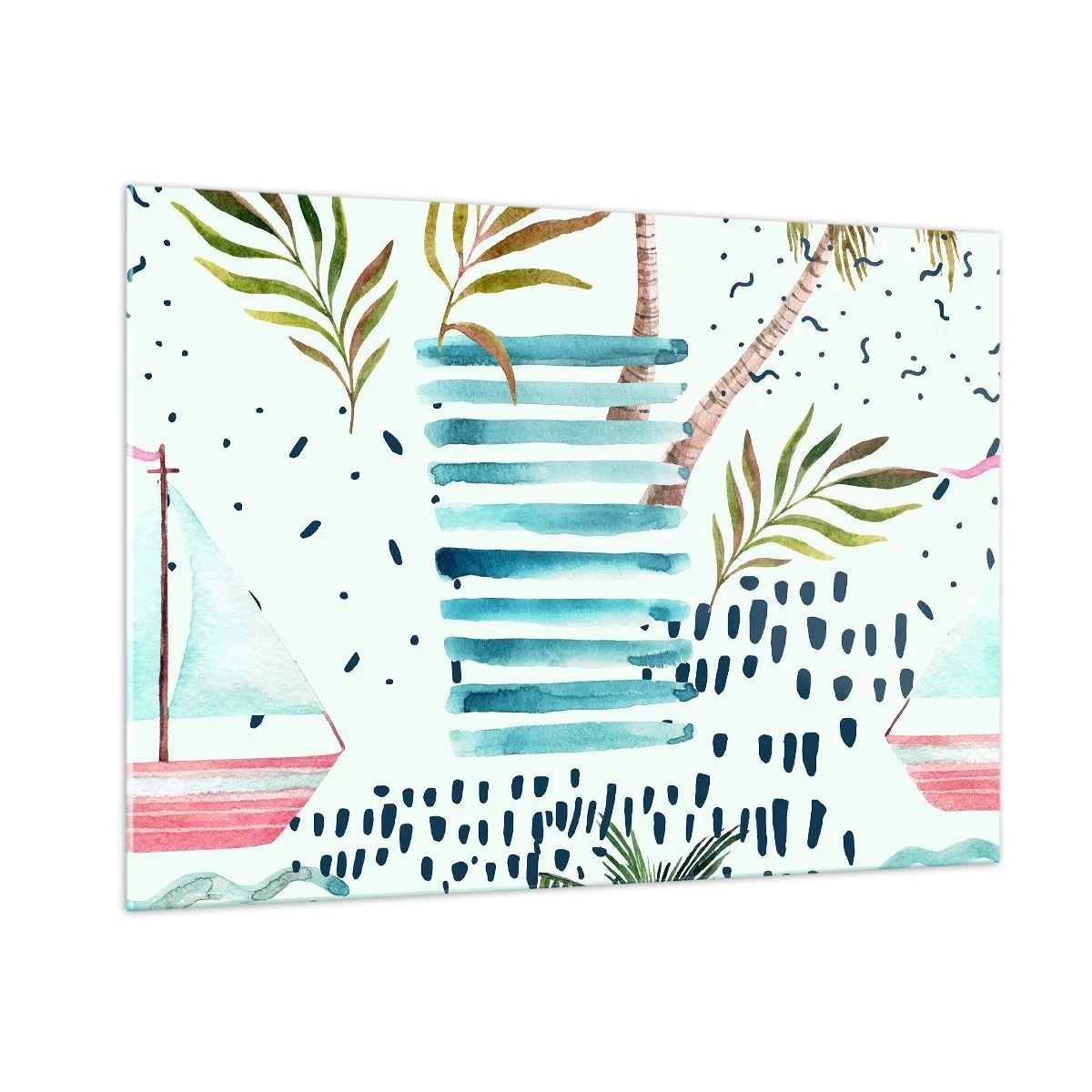 Schilderen op glas - Vakantie onder palmbomen - 100x70 cm