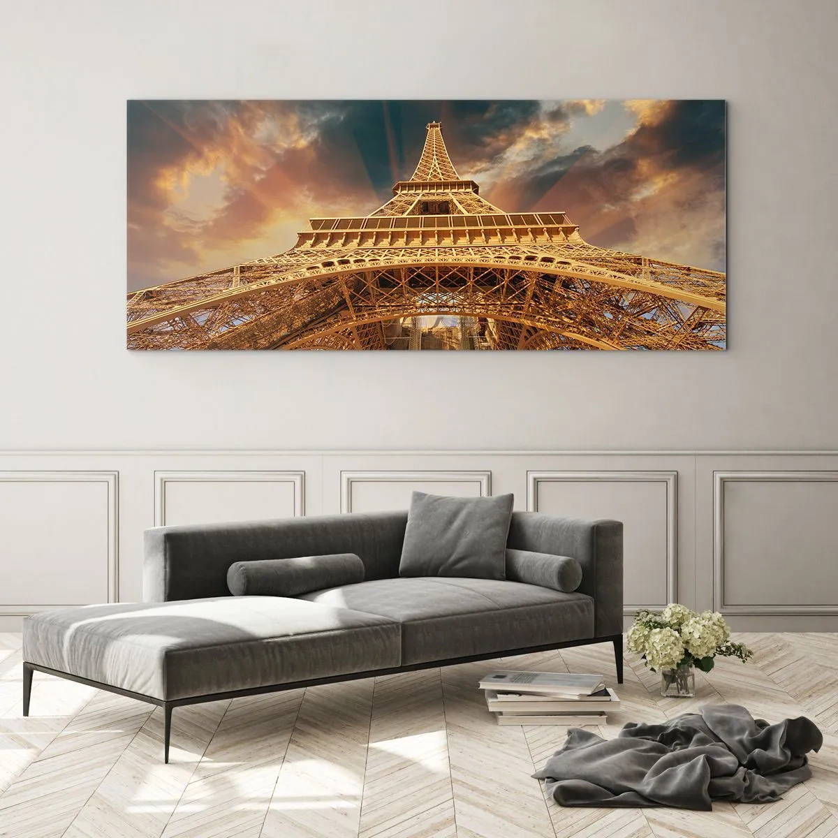 Schilderen op glas - Hoe de mensheid de hemel bereikte - 160x50 cm