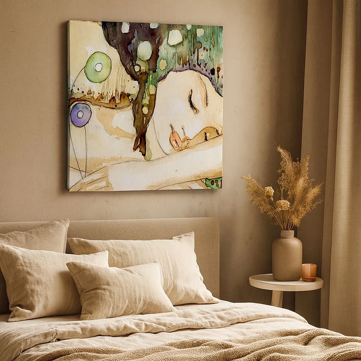 Schilderen op canvas - Een smaragd-violette droom - 30x30 cm