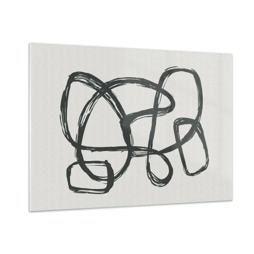 Schilderen op glas - Lusvormige abstractie - 100x70 cm