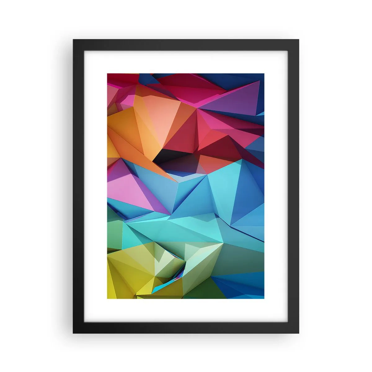 Poster in een zwarte lijst - Regenboog origami - 30x40 cm