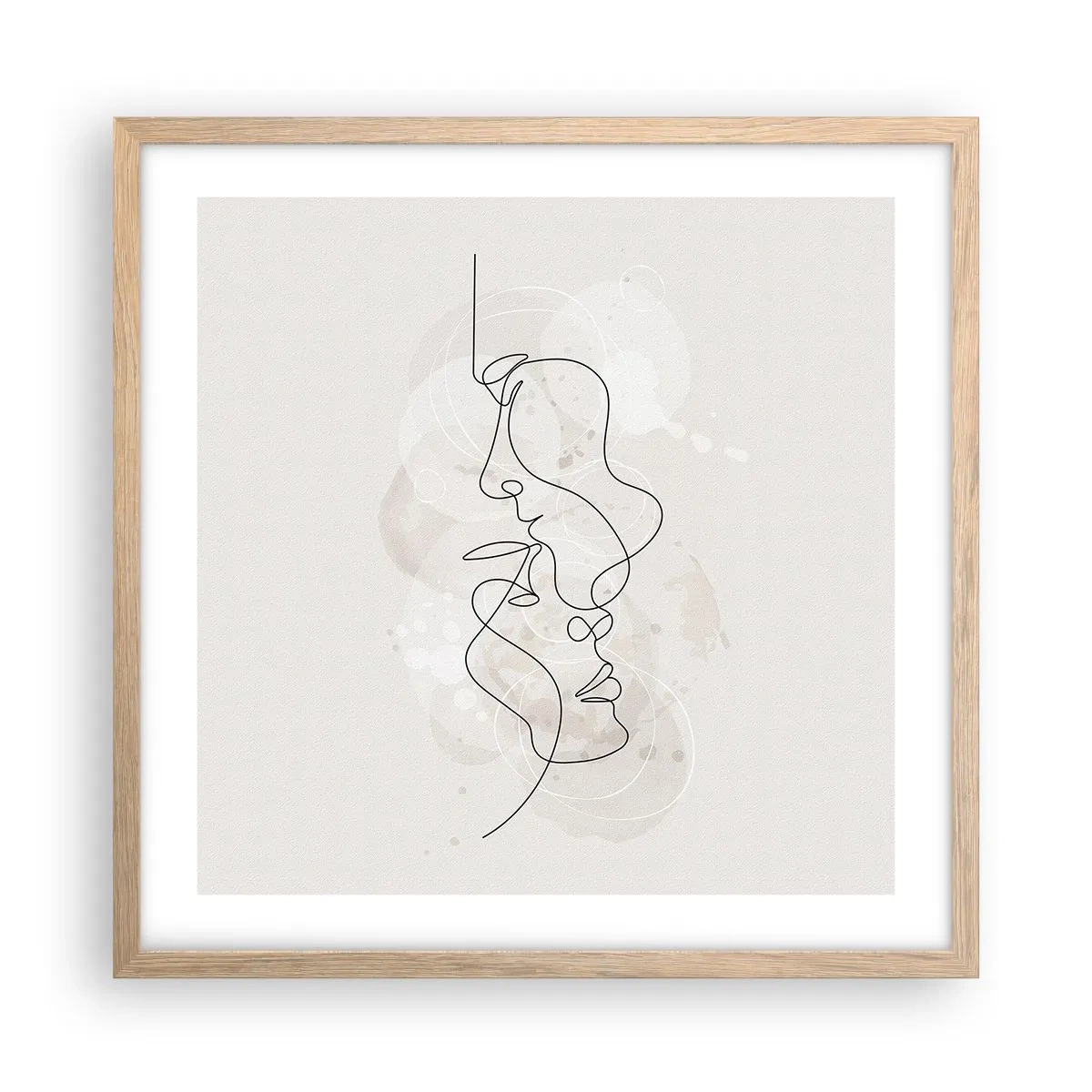 Een poster in een licht eiken lijst - Verstrikt in een omhelzing - 50x50 cm