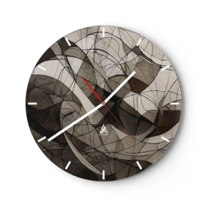 Wandklok - Klok - Organische abstractie in aardse tinten met dynamische lijnen - 30x30cm - Circulatie van aardekleuren - Moderne wanddecoratie voor woonkamer, keuken en slaapkamer ARTTOR
