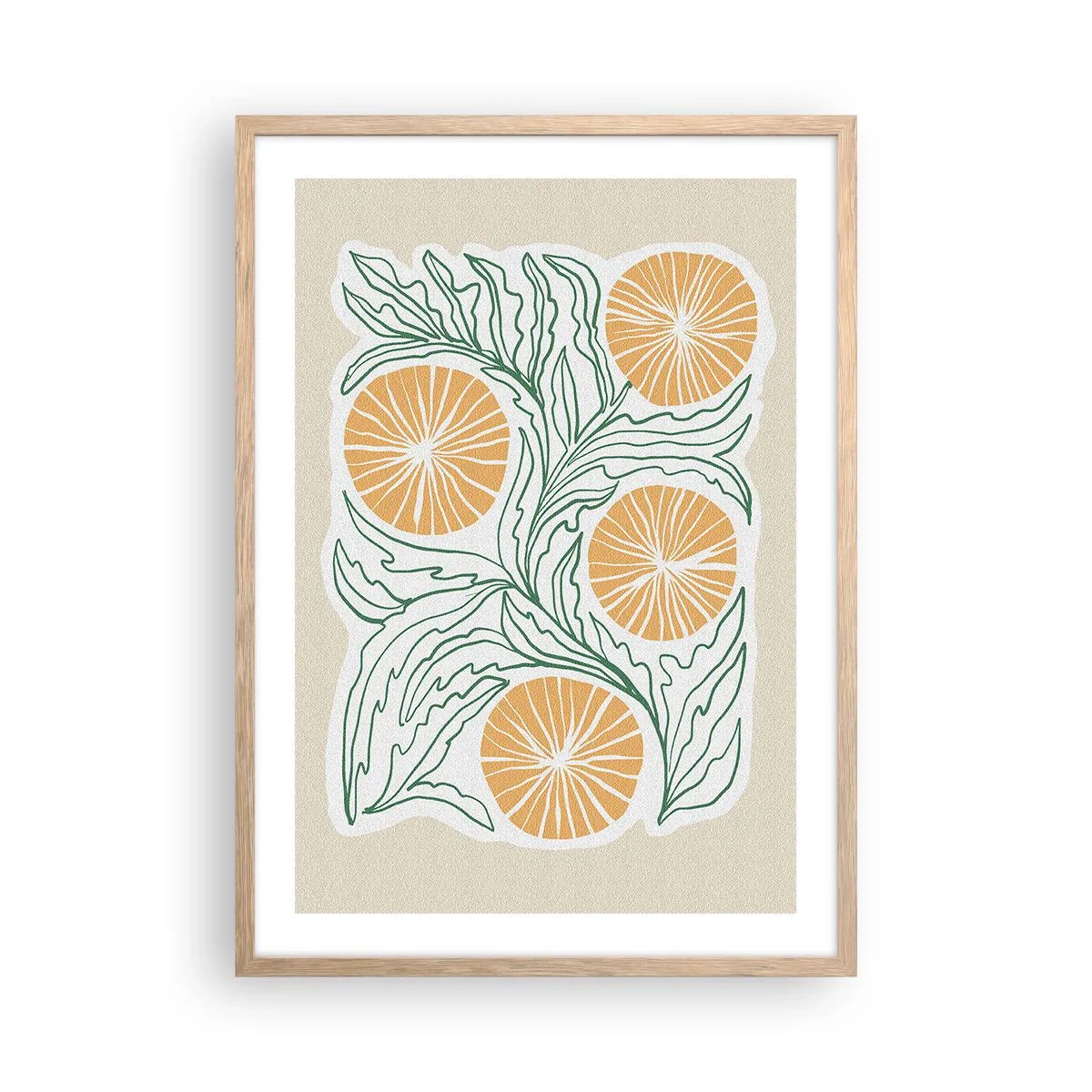 Een poster in een licht eiken lijst - Etnisch met een vleugje abstractie - 50x70 cm