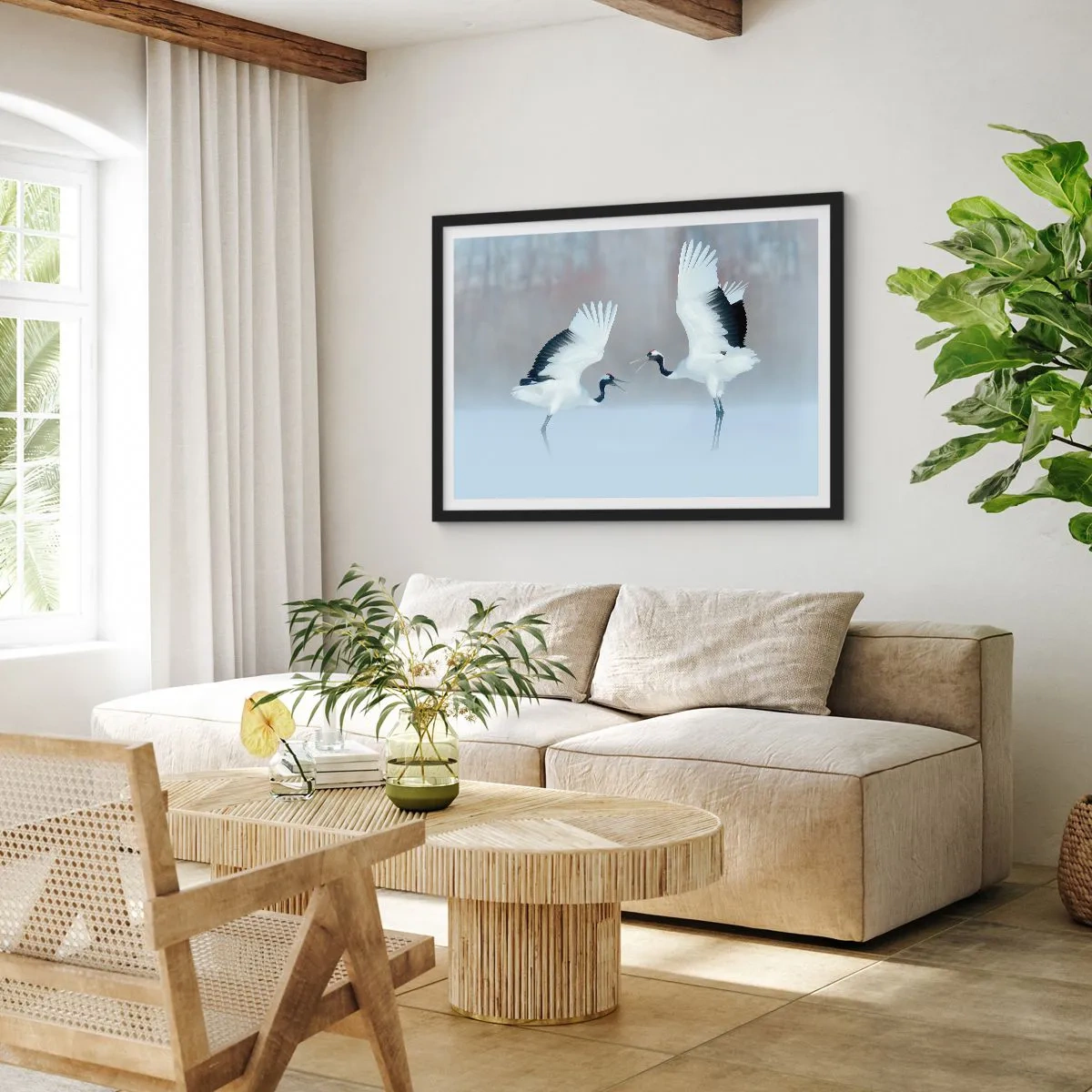 Poster in een zwarte lijst - Dans in de mist - 100x70 cm