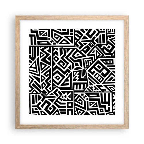 Een poster in een licht eiken lijst - Pre-Columbiaanse compositie - 40x40 cm